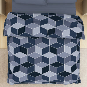 Geometric Light Blue Microfiber Shell Double Dohar - Welspun Dohar By Welspun-1065418