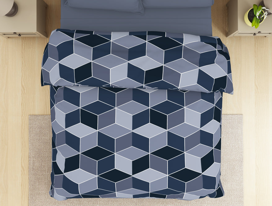 Geometric Light Blue Microfiber Shell Double Dohar - Welspun Dohar By Welspun-1065418