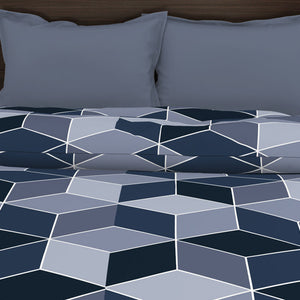 Geometric Light Blue Microfiber Shell Double Dohar - Welspun Dohar By Welspun-1065418
