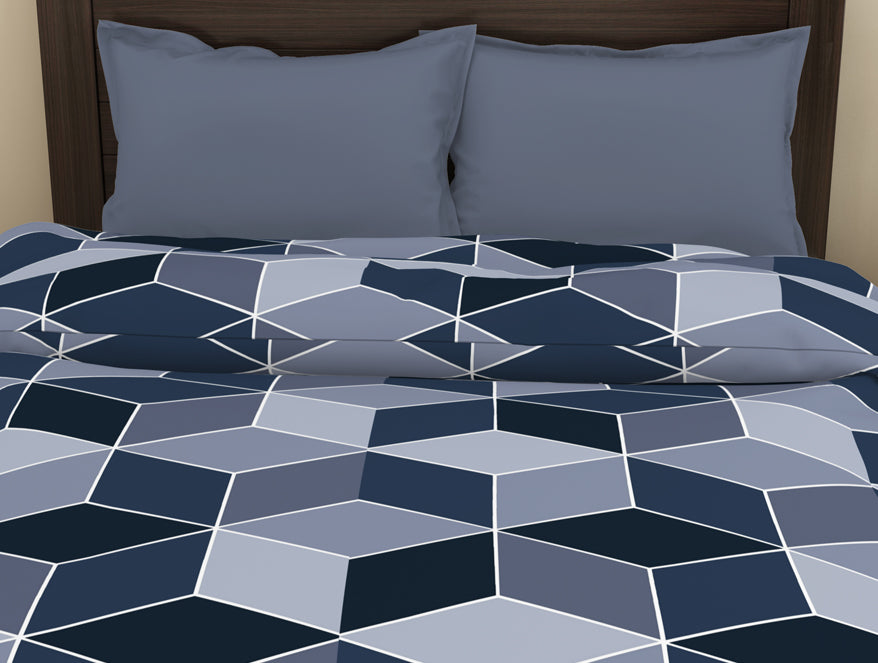 Geometric Light Blue Microfiber Shell Double Dohar - Welspun Dohar By Welspun-1065418