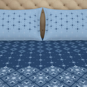 Geometric Lichen Blue - Light Blue 100% Cotton King Size Bedsheet - Anti Bacterial By Welspun