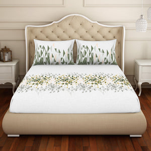 Geometric Beechnut - Light Green 100% Cotton King Fitted Sheet - Anti Bacterial By Welspun