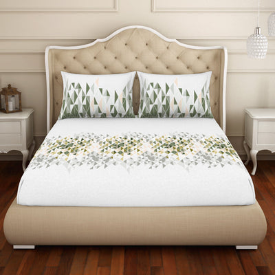 Geometric Beechnut - Light Green 100% Cotton King Fitted Sheet - Anti Bacterial By Welspun