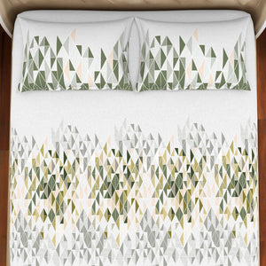 Geometric Beechnut - Light Green 100% Cotton King Fitted Sheet - Anti Bacterial By Welspun