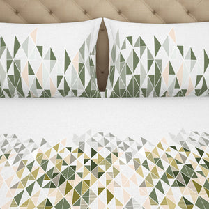 Geometric Beechnut - Light Green 100% Cotton King Fitted Sheet - Anti Bacterial By Welspun