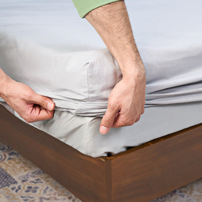Geometric Beechnut - Light Green 100% Cotton King Fitted Sheet - Anti Bacterial By Welspun