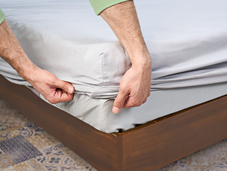 Geometric Beechnut - Light Green 100% Cotton King Fitted Sheet - Anti Bacterial By Welspun