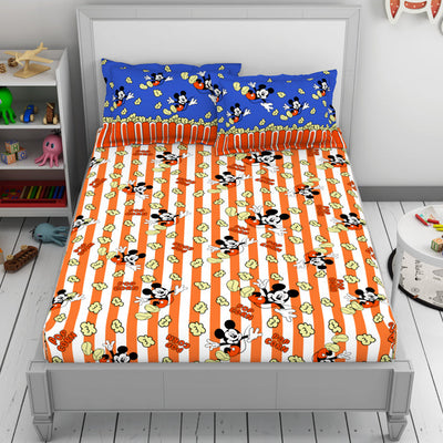 Character Red Orange - Dark Orange 100% Cotton Double Bedsheet - Disney Mickey By Welspun