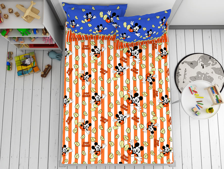 Character Red Orange - Dark Orange 100% Cotton Double Bedsheet - Disney Mickey By Welspun