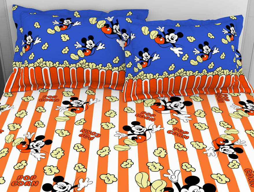 Character Red Orange - Dark Orange 100% Cotton Double Bedsheet - Disney Mickey By Welspun
