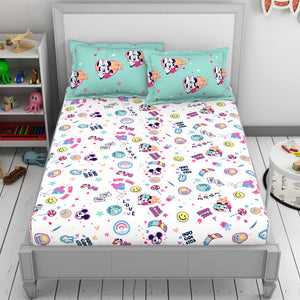 Character Yucca - Light Aqua 100% Cotton Double Bedsheet - Disney Minnie By Welspun