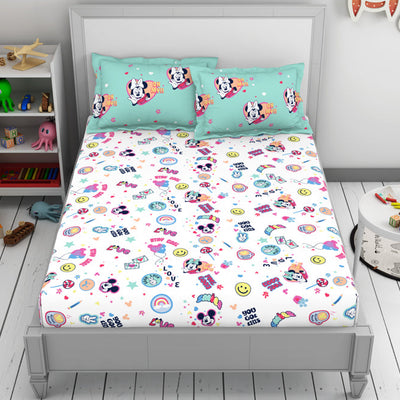 Character Yucca - Light Aqua 100% Cotton Double Bedsheet - Disney Minnie By Welspun