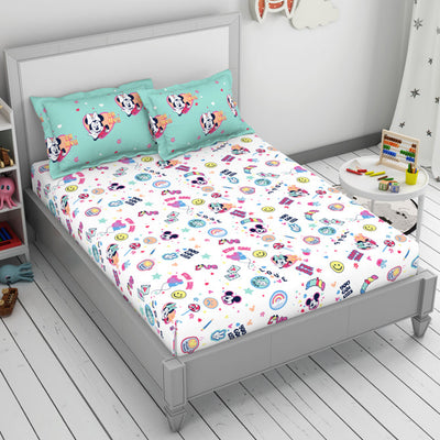 Character Yucca - Light Aqua 100% Cotton Double Bedsheet - Disney Minnie By Welspun