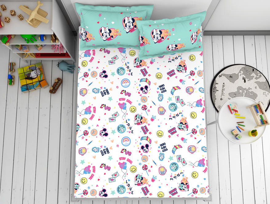 Character Yucca - Light Aqua 100% Cotton Double Bedsheet - Disney Minnie By Welspun
