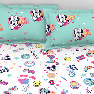 Character Yucca - Light Aqua 100% Cotton Double Bedsheet - Disney Minnie By Welspun