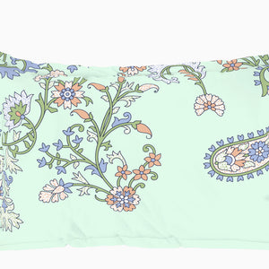Floral Hushed Green - Light Aqua 100% Cotton Double Bedsheet - Evoke By Spaces-1065728