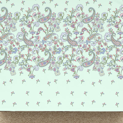 Floral Hushed Green - Light Aqua 100% Cotton Double Bedsheet - Evoke By Spaces-1065728