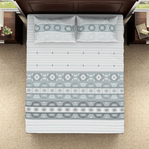 Geometric Barely Blue - Light Grey 100% Cotton Double Bedsheet - Evoke By Spaces-1065740