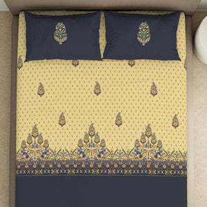 Floral Flint Stone - Dark Grey 100% Cotton King Size Bedsheet - Timeless By Spaces-1065771