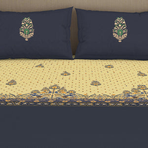Floral Flint Stone - Dark Grey 100% Cotton King Size Bedsheet - Timeless By Spaces-1065771