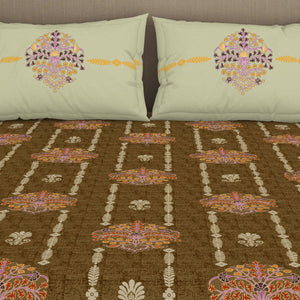 Floral Kelp - Light Brown 100% Cotton King Fitted Sheet - Timeless By Spaces-1065802