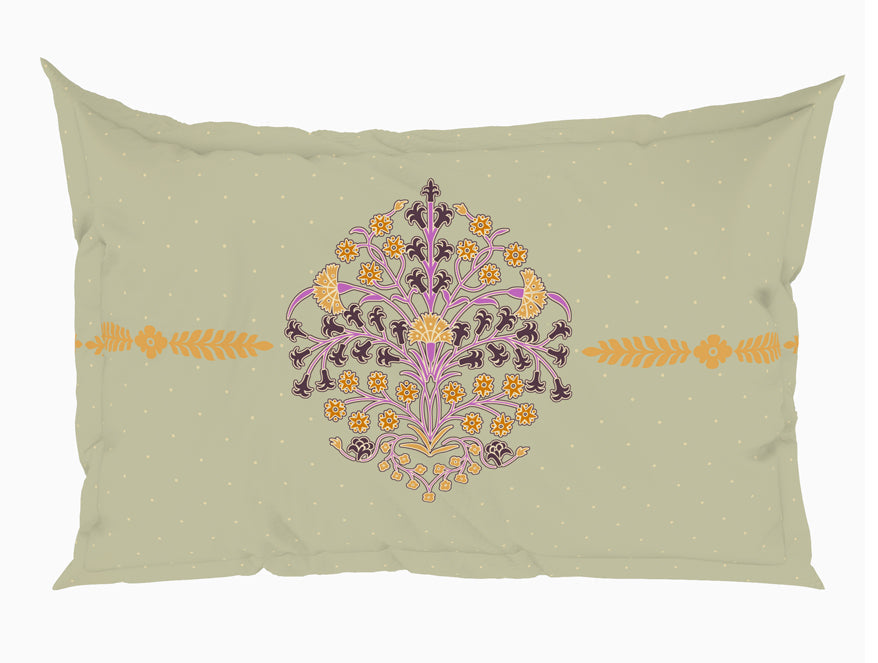 Floral Kelp - Light Brown 100% Cotton King Fitted Sheet - Timeless By Spaces-1065802