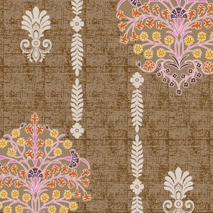 Floral Kelp - Light Brown 100% Cotton King Fitted Sheet - Timeless By Spaces-1065802