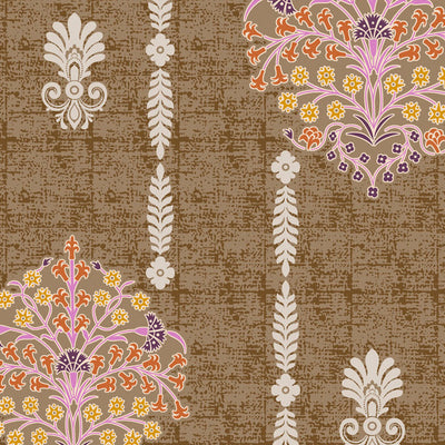 Floral Kelp - Light Brown 100% Cotton King Fitted Sheet - Timeless By Spaces-1065802