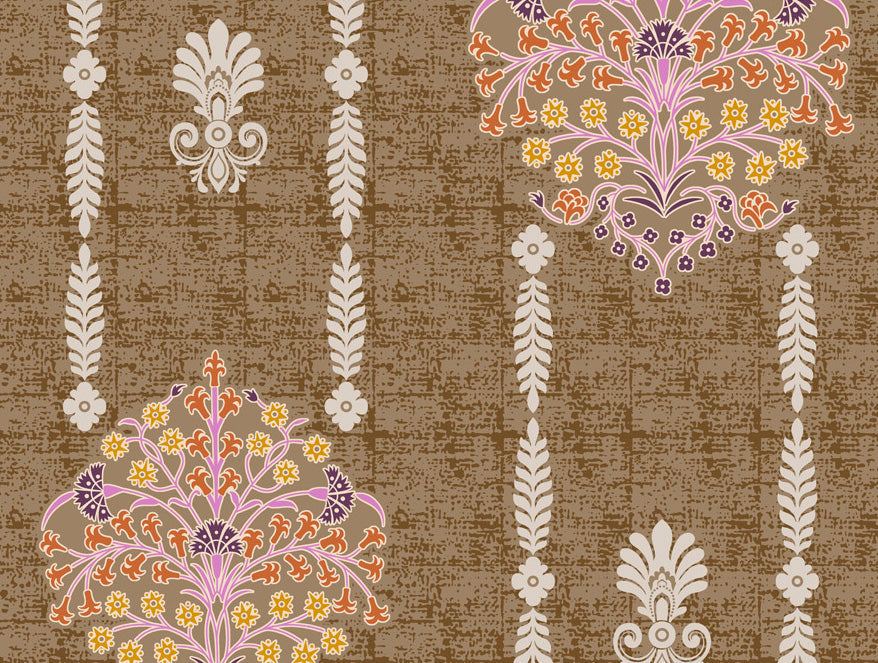 Floral Kelp - Light Brown 100% Cotton King Fitted Sheet - Timeless By Spaces-1065802