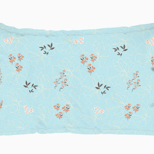 Floral Salt Air - Light Blue 100% Cotton King Fitted Sheet - Dainty By Spaces-1065824