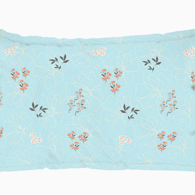 Floral Salt Air - Light Blue 100% Cotton King Fitted Sheet - Dainty By Spaces-1065824
