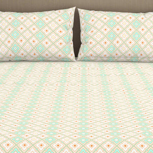 Geometric Brook Green - Light Aqua 100% Cotton King Fitted Sheet - Dainty By Spaces-1065831