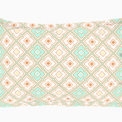 Geometric Brook Green - Light Aqua 100% Cotton King Fitted Sheet - Dainty By Spaces-1065831