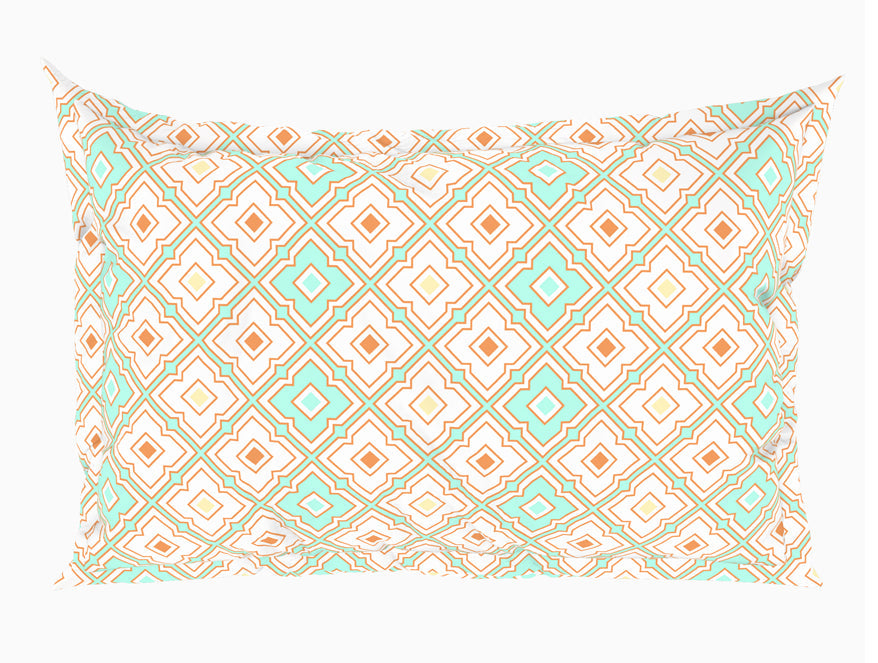 Geometric Brook Green - Light Aqua 100% Cotton King Fitted Sheet - Dainty By Spaces-1065831