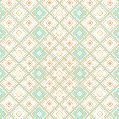Geometric Brook Green - Light Aqua 100% Cotton King Fitted Sheet - Dainty By Spaces-1065831