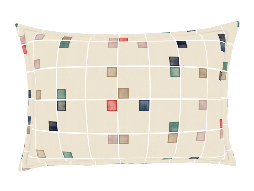 Geometric Eggnog - Cream 100% Cotton Double Bedsheet - Color Block By Spaces