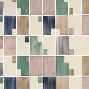 Geometric Eggnog - Cream 100% Cotton Double Bedsheet - Color Block By Spaces