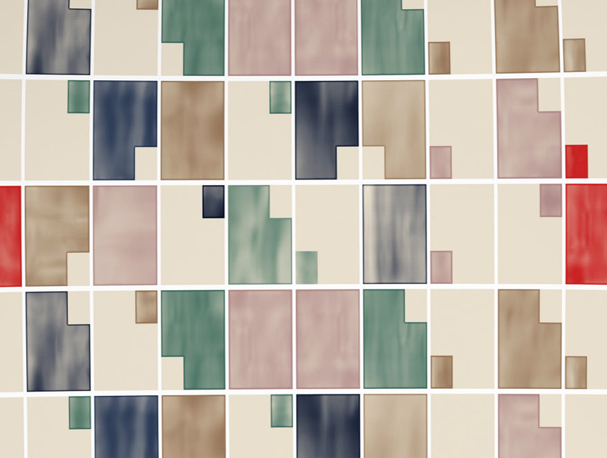 Geometric Eggnog - Cream 100% Cotton Double Bedsheet - Color Block By Spaces