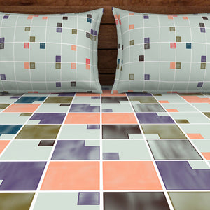 Geometric Fairest Jade - Light Green 100% Cotton Double Bedsheet - Color Block By Spaces