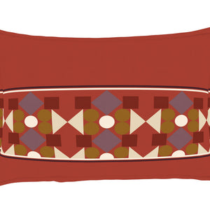 Geometric Ketchup - Dark Red 100% Cotton Double Bedsheet - Color Block By Spaces