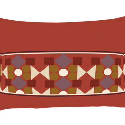 Geometric Ketchup - Dark Red 100% Cotton Double Bedsheet - Color Block By Spaces
