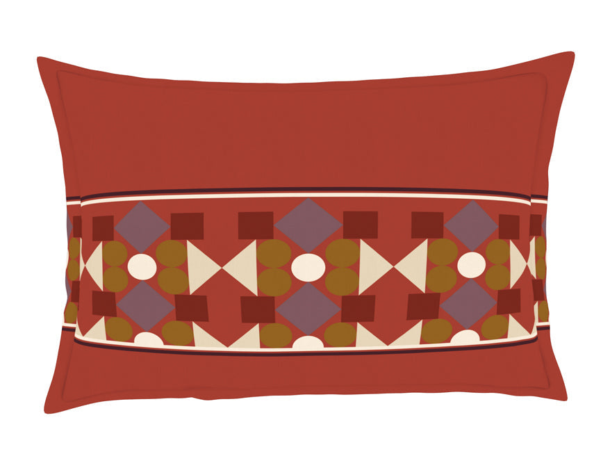 Geometric Ketchup - Dark Red 100% Cotton Double Bedsheet - Color Block By Spaces