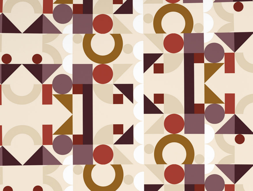Geometric Ketchup - Dark Red 100% Cotton Double Bedsheet - Color Block By Spaces
