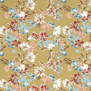 Floral Rich Gold - Dark Yellow 100% Cotton Double Bedsheet - Boho Florals By Spaces