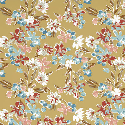 Floral Rich Gold - Dark Yellow 100% Cotton Double Bedsheet - Boho Florals By Spaces