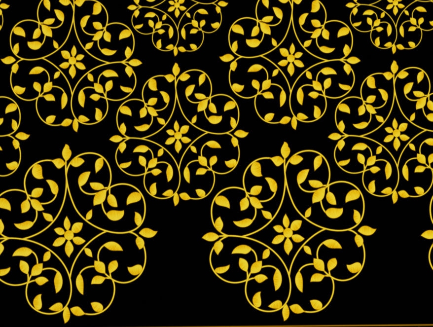 Floral Black 100% Cotton King Size Bedsheet - Gold - Rangana By Spaces
