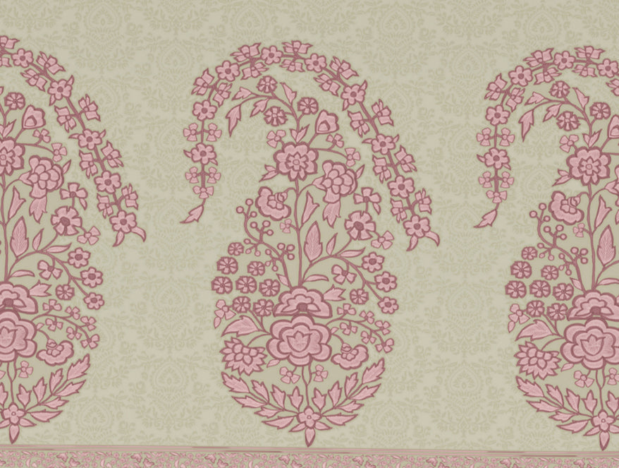 Floral Mellow Rose - Blush 100% Cotton King Size Bedsheet - Chamba Rumal - Rangana By Spaces