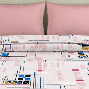 Geometric Petal Pink - Blush Polycotton Double Quilt / AC Comforter - Amaya By Welspun