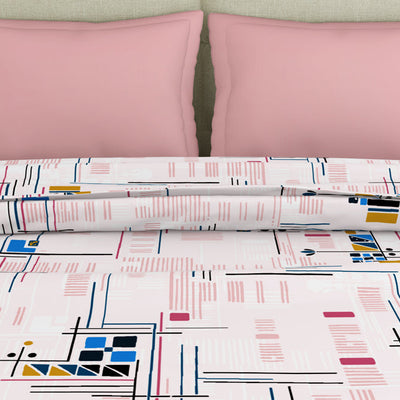 Geometric Petal Pink - Blush Polycotton Double Quilt / AC Comforter - Amaya By Welspun