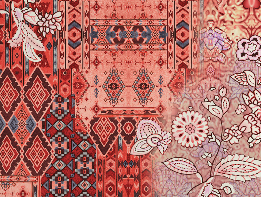 Floral Persimmon - Orange 100% Cotton King Size Bedsheet - Caravan By Spaces